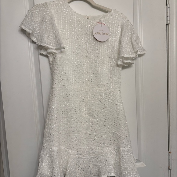 White Ruffle Sleeve Dress - Picture 2 of 4